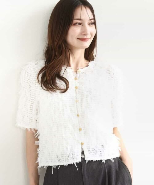 MK MICHEL KLEIN / エムケーミッシェルクラン シャツ・ブラウス | 釦デザインチュールトップス/前後2way/洗える | 詳細1