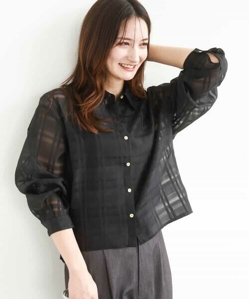 MK MICHEL KLEIN / エムケーミッシェルクラン シャツ・ブラウス | シアードビーチェックシャツブラウス/洗える | 詳細1