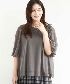 MK MICHEL KLEIN / エムケーミッシェルクラン シャツ・ブラウス | レイヤードチュールブラウス×タンクトップ/接触冷感./洗える