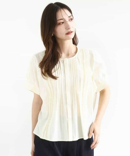 MK MICHEL KLEIN / エムケーミッシェルクラン シャツ・ブラウス | コットンボイルピンタックデザインブラウス/洗える | 詳細1