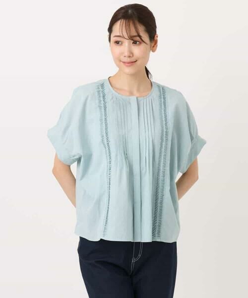 MK MICHEL KLEIN / エムケーミッシェルクラン シャツ・ブラウス | コットンボイルピンタックデザインブラウス/洗える | 詳細21