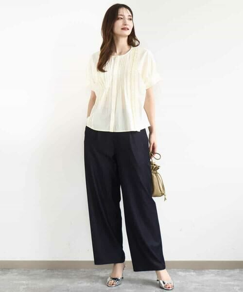 MK MICHEL KLEIN / エムケーミッシェルクラン シャツ・ブラウス | コットンボイルピンタックデザインブラウス/洗える | 詳細3