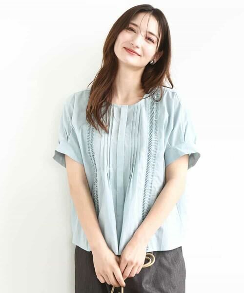 MK MICHEL KLEIN / エムケーミッシェルクラン シャツ・ブラウス | コットンボイルピンタックデザインブラウス/洗える | 詳細5