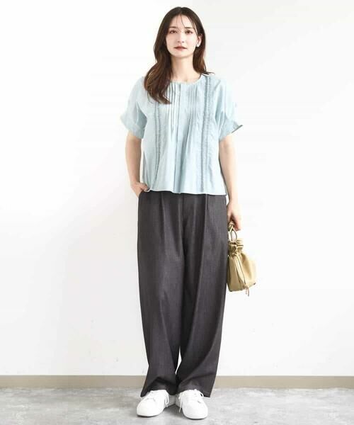 MK MICHEL KLEIN / エムケーミッシェルクラン シャツ・ブラウス | コットンボイルピンタックデザインブラウス/洗える | 詳細6