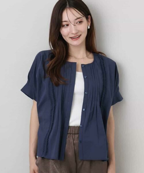 MK MICHEL KLEIN / エムケーミッシェルクラン シャツ・ブラウス | コットンボイルピンタックデザインブラウス/洗える | 詳細9