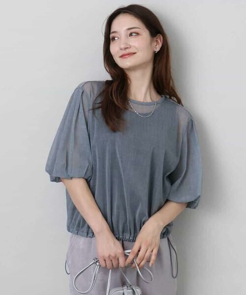 MK MICHEL KLEIN / エムケーミッシェルクラン シャツ・ブラウス | デニム調シアーブラウス/洗える | 詳細1