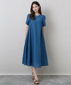 MK MICHEL KLEIN / エムケーミッシェルクラン ロング・マキシ丈ワンピース | ドビーストライプフレアーシルエットワンピース/洗える