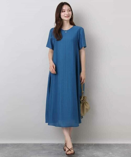 MK MICHEL KLEIN / エムケーミッシェルクラン ロング・マキシ丈ワンピース | ドビーストライプフレアーシルエットワンピース/洗える | 詳細22