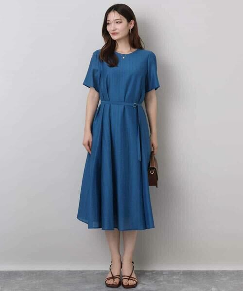 MK MICHEL KLEIN / エムケーミッシェルクラン ロング・マキシ丈ワンピース | ドビーストライプフレアーシルエットワンピース/洗える | 詳細23