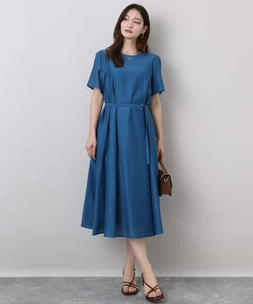 MK MICHEL KLEIN / エムケーミッシェルクラン ロング・マキシ丈ワンピース | ドビーストライプフレアーシルエットワンピース/洗える | 詳細24