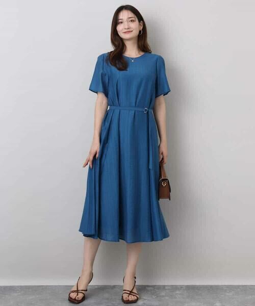 MK MICHEL KLEIN / エムケーミッシェルクラン ロング・マキシ丈ワンピース | ドビーストライプフレアーシルエットワンピース/洗える | 詳細25