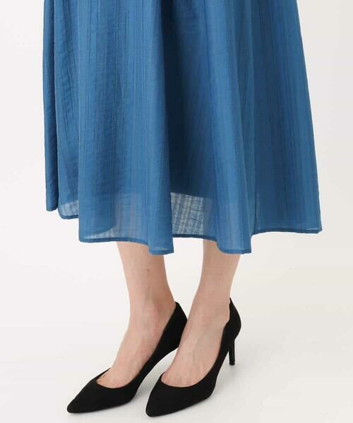 MK MICHEL KLEIN / エムケーミッシェルクラン ロング・マキシ丈ワンピース | ドビーストライプフレアーシルエットワンピース/洗える | 詳細6