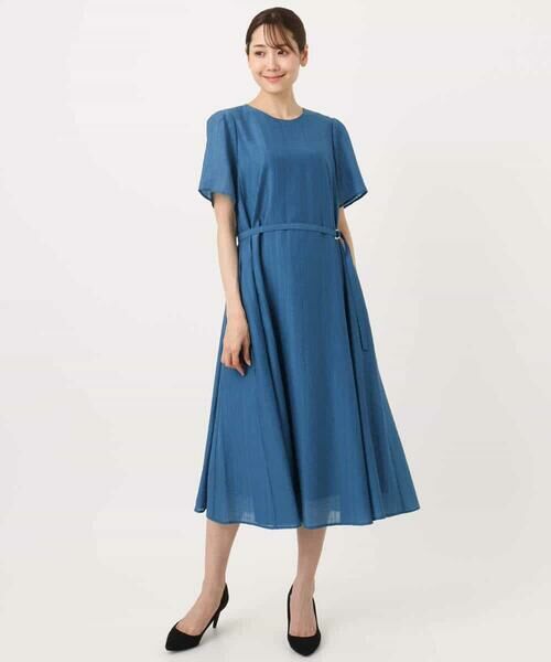 MK MICHEL KLEIN / エムケーミッシェルクラン ロング・マキシ丈ワンピース | ドビーストライプフレアーシルエットワンピース/洗える | 詳細8