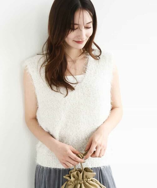 MK MICHEL KLEIN / エムケーミッシェルクラン ニット・セーター | ラメシャギーニットジレ/前後2way/洗える | 詳細1