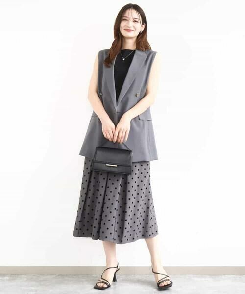 MK MICHEL KLEIN / エムケーミッシェルクラン ロング・マキシ丈スカート | フロッキードット柄タックスカート/洗える | 詳細13