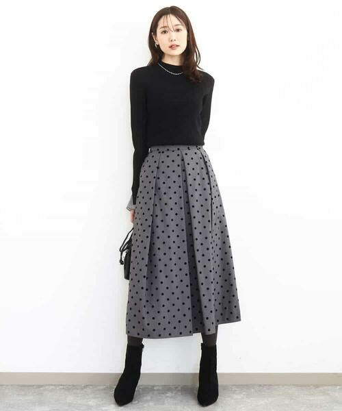 MK MICHEL KLEIN / エムケーミッシェルクラン ロング・マキシ丈スカート | フロッキードット柄タックスカート/洗える | 詳細17