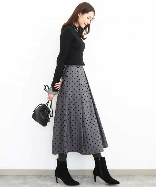 MK MICHEL KLEIN / エムケーミッシェルクラン ロング・マキシ丈スカート | フロッキードット柄タックスカート/洗える | 詳細19