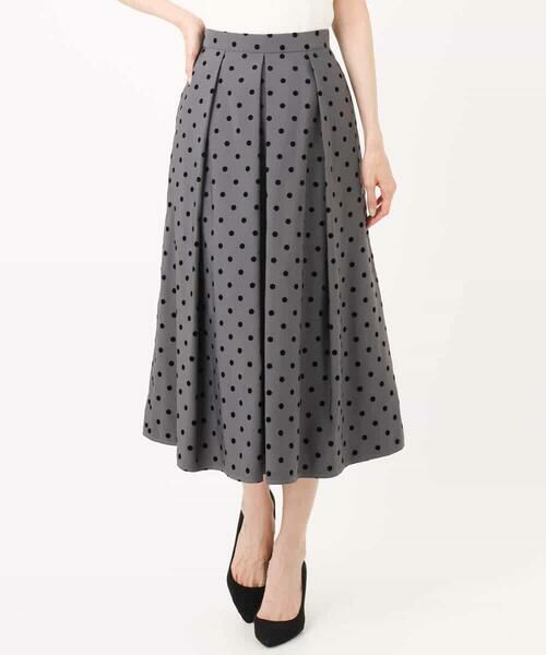 MK MICHEL KLEIN / エムケーミッシェルクラン ロング・マキシ丈スカート | フロッキードット柄タックスカート/洗える | 詳細20