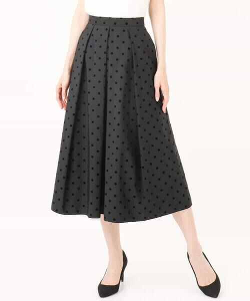 MK MICHEL KLEIN / エムケーミッシェルクラン ロング・マキシ丈スカート | フロッキードット柄タックスカート/洗える | 詳細29