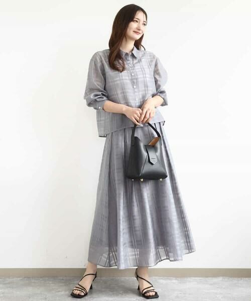 MK MICHEL KLEIN / エムケーミッシェルクラン ロング・マキシ丈スカート | シアードビーチェックスカート/洗える | 詳細12