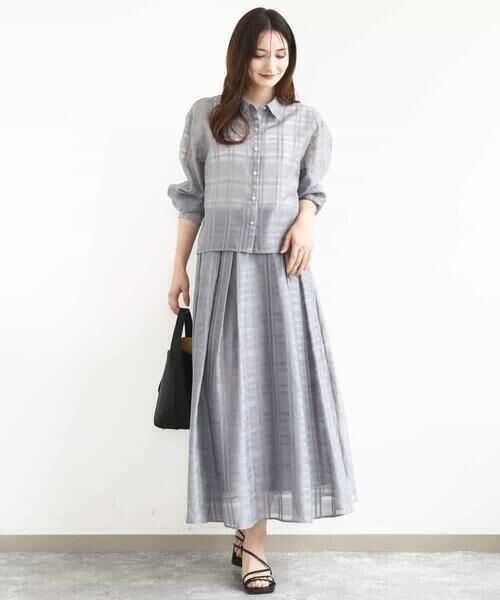 MK MICHEL KLEIN / エムケーミッシェルクラン ロング・マキシ丈スカート | シアードビーチェックスカート/洗える | 詳細14