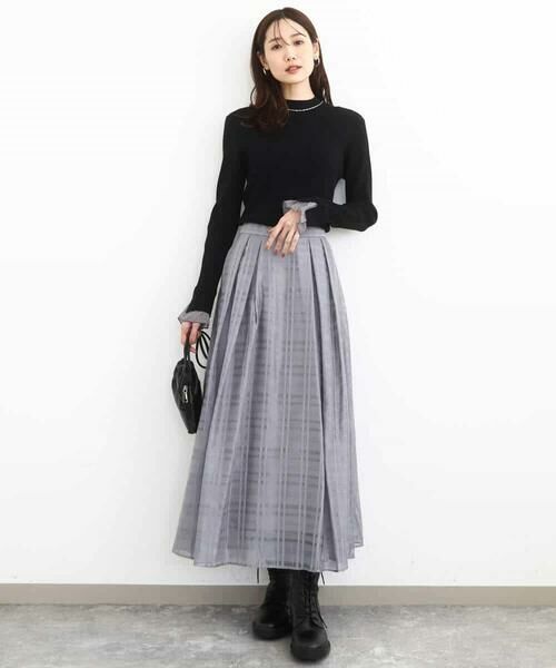 MK MICHEL KLEIN / エムケーミッシェルクラン ロング・マキシ丈スカート | シアードビーチェックスカート/洗える | 詳細16