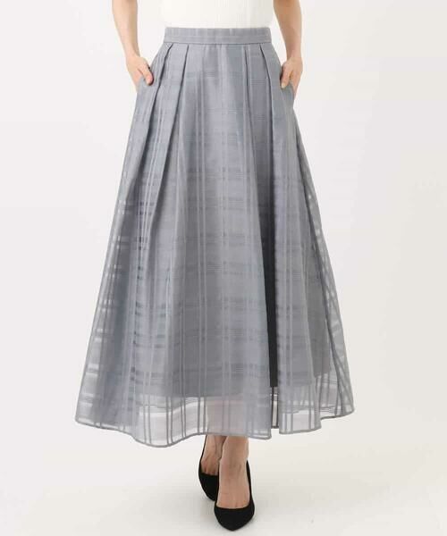 MK MICHEL KLEIN / エムケーミッシェルクラン ロング・マキシ丈スカート | シアードビーチェックスカート/洗える | 詳細17