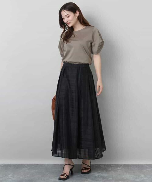 MK MICHEL KLEIN / エムケーミッシェルクラン ロング・マキシ丈スカート | シアードビーチェックスカート/洗える | 詳細3