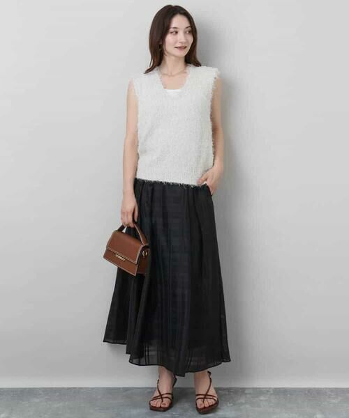 MK MICHEL KLEIN / エムケーミッシェルクラン ロング・マキシ丈スカート | シアードビーチェックスカート/洗える | 詳細5