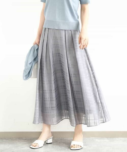 MK MICHEL KLEIN / エムケーミッシェルクラン ロング・マキシ丈スカート | シアードビーチェックスカート/洗える | 詳細7