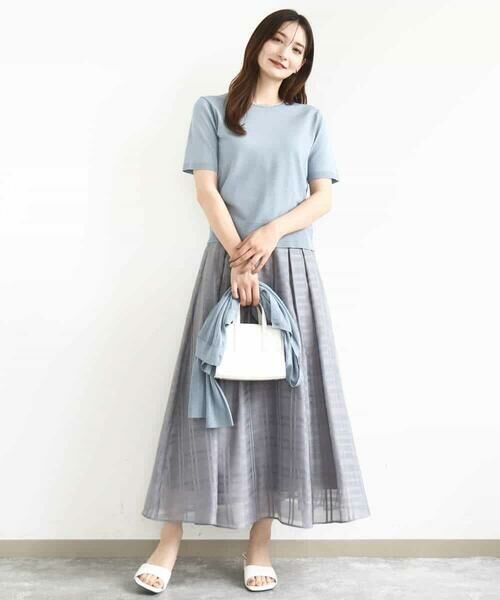 MK MICHEL KLEIN / エムケーミッシェルクラン ロング・マキシ丈スカート | シアードビーチェックスカート/洗える | 詳細9