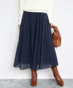 MK MICHEL KLEIN / エムケーミッシェルクラン ロング・マキシ丈スカート | デニム調シアープリーツスカート/洗える