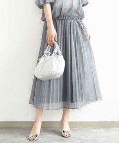 MK MICHEL KLEIN / エムケーミッシェルクラン ロング・マキシ丈スカート | デニム調シアープリーツスカート/洗える