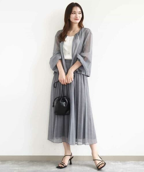 MK MICHEL KLEIN / エムケーミッシェルクラン ロング・マキシ丈スカート | デニム調シアープリーツスカート/洗える | 詳細12