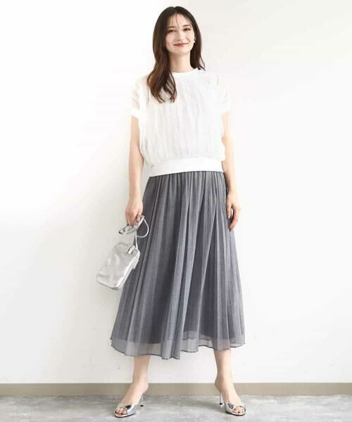 MK MICHEL KLEIN / エムケーミッシェルクラン ロング・マキシ丈スカート | デニム調シアープリーツスカート/洗える | 詳細9