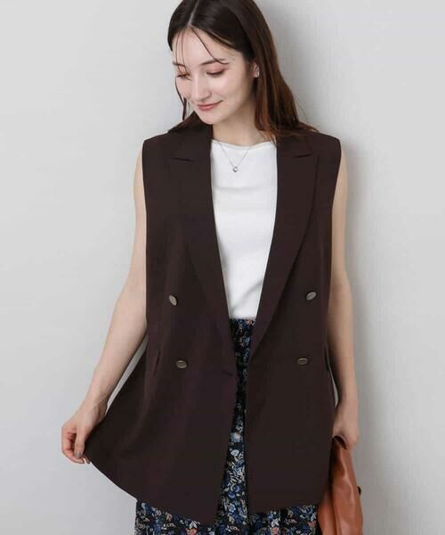 MK MICHEL KLEIN / エムケーミッシェルクラン ベスト | ダブルブレストジレ/洗える | 詳細1