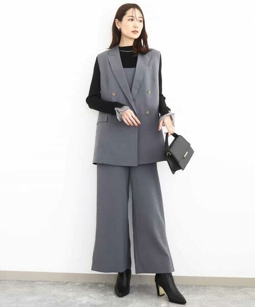 MK MICHEL KLEIN / エムケーミッシェルクラン ベスト | ダブルブレストジレ/洗える | 詳細12