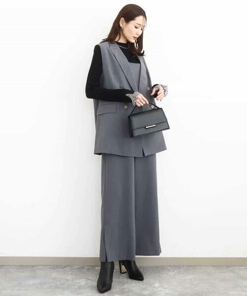 MK MICHEL KLEIN / エムケーミッシェルクラン ベスト | ダブルブレストジレ/洗える | 詳細13