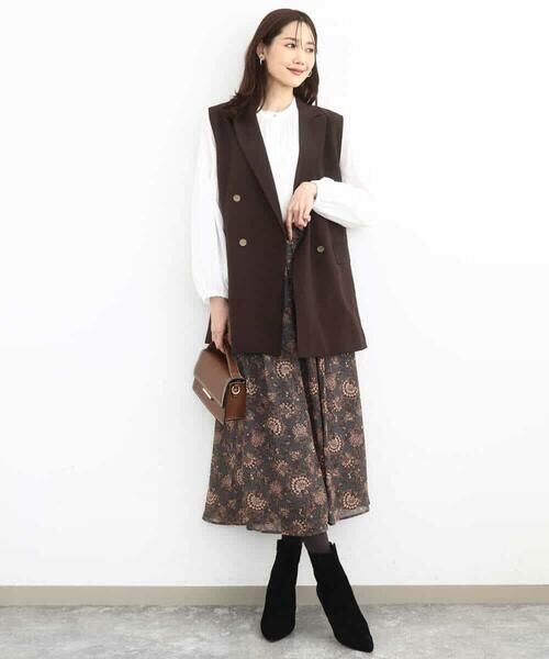 MK MICHEL KLEIN / エムケーミッシェルクラン ベスト | ダブルブレストジレ/洗える | 詳細14