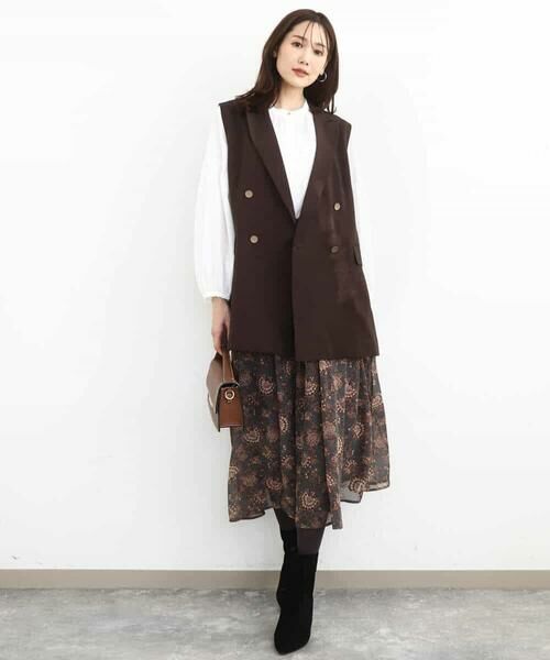 MK MICHEL KLEIN / エムケーミッシェルクラン ベスト | ダブルブレストジレ/洗える | 詳細16