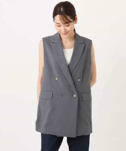 MK MICHEL KLEIN / エムケーミッシェルクラン ベスト | ダブルブレストジレ/洗える | 詳細17
