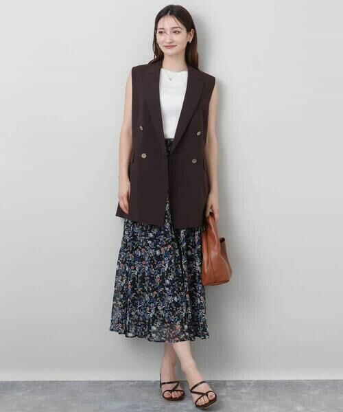 MK MICHEL KLEIN / エムケーミッシェルクラン ベスト | ダブルブレストジレ/洗える | 詳細2