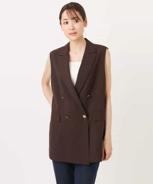 MK MICHEL KLEIN / エムケーミッシェルクラン ベスト | ダブルブレストジレ/洗える | 詳細26