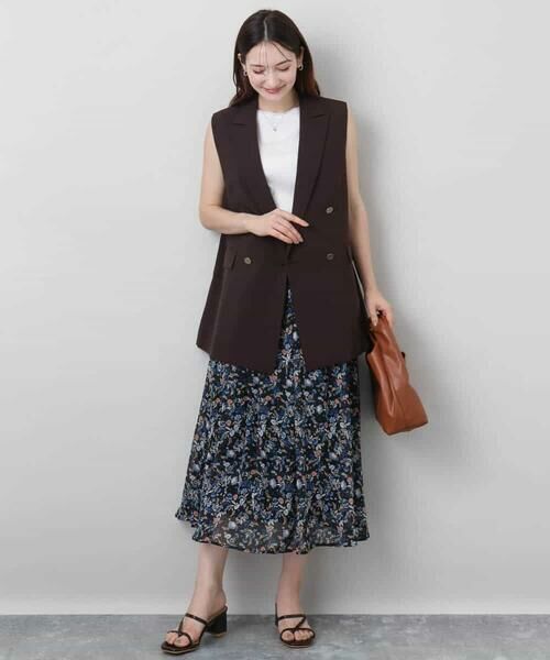 MK MICHEL KLEIN / エムケーミッシェルクラン ベスト | ダブルブレストジレ/洗える | 詳細3