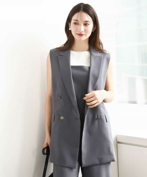 MK MICHEL KLEIN / エムケーミッシェルクラン ベスト | ダブルブレストジレ/洗える | 詳細5