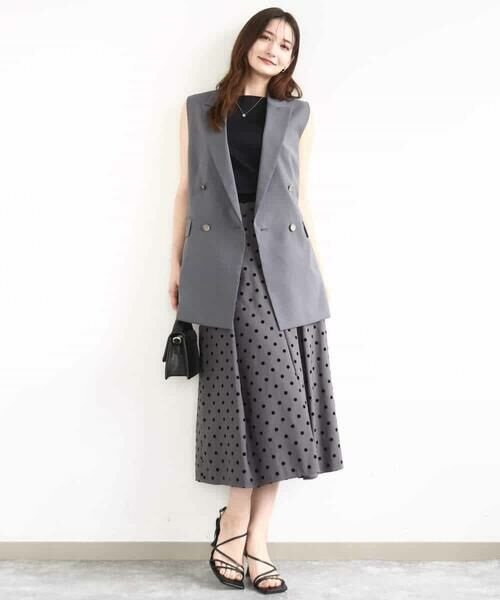 MK MICHEL KLEIN / エムケーミッシェルクラン ベスト | ダブルブレストジレ/洗える | 詳細9