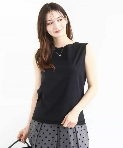 MK MICHEL KLEIN / エムケーミッシェルクラン カットソー | シルケットフライス ノースリーブカットソー/接触冷感/洗える | 詳細1
