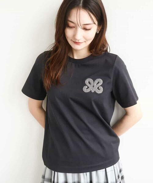 MK MICHEL KLEIN / エムケーミッシェルクラン カットソー | イニシャル刺繍コットンTシャツ/UVカット/接触冷感/洗える | 詳細1