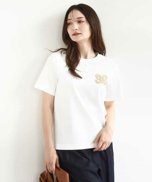 MK MICHEL KLEIN / エムケーミッシェルクラン カットソー | イニシャル刺繍コットンTシャツ/UVカット/接触冷感/洗える | 詳細5