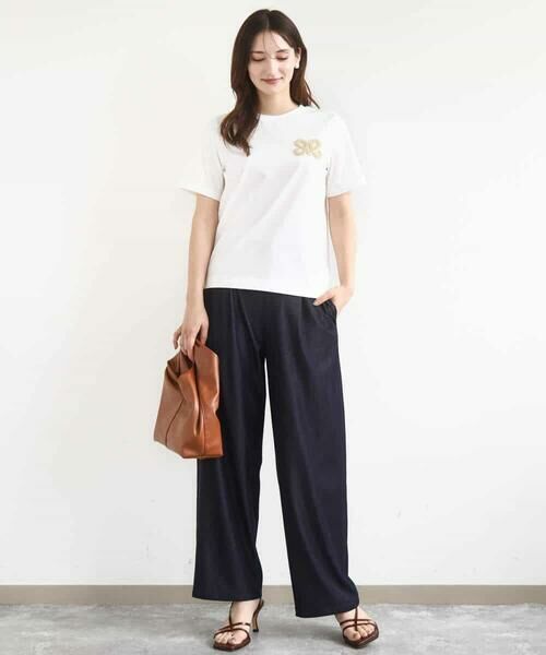 MK MICHEL KLEIN / エムケーミッシェルクラン カットソー | イニシャル刺繍コットンTシャツ/UVカット/接触冷感/洗える | 詳細6